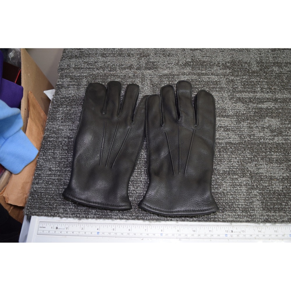 Eddie Bauer Mens Black Deerskin Leather Insulated Winter Gloves XL 0746